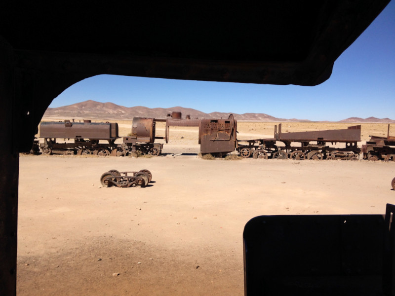 Bolivia salt flats-train graveyard abandoned